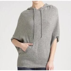 Vince Cashmere Poncho Hoodie Size M Gray Oversized Pullover Sweater Super Soft